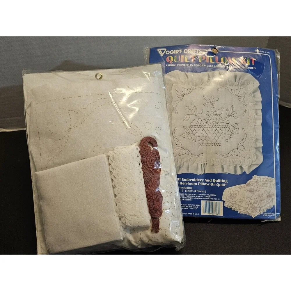 TWO Quilt Pillow Kit with Lace & Ruffle #8770G - 15